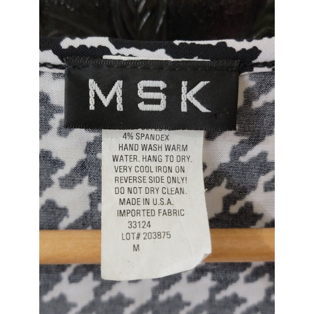 MSK Womens Houndstooth Sequin Cardigan Medium Polyester/Spandex Black/White - Picture 3 of 4